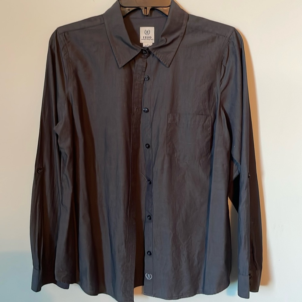 Navy button up shirt